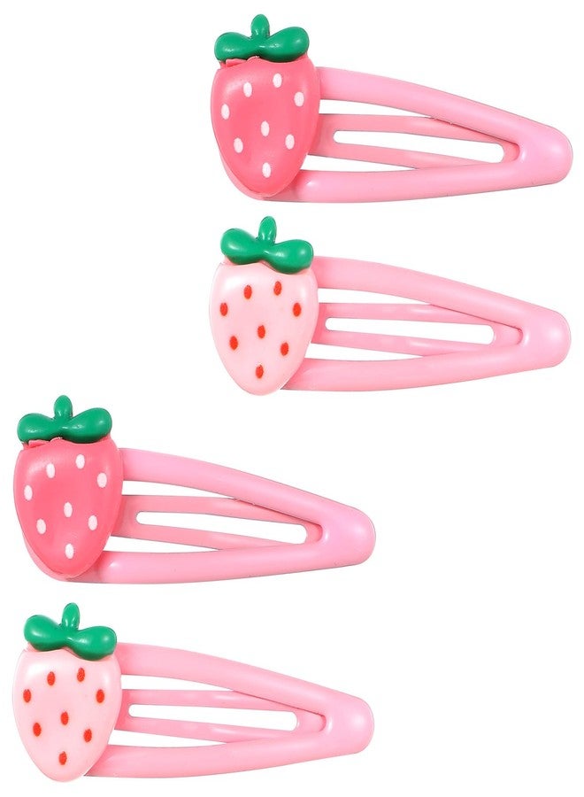 Ymapinc 4Pcs Strawberry Hair Clips for Women Girls – Pink Cute Hair Accessories, Kawaii Plastic Snap Barrettes for Teens, Kids, Party Gifts - Image 1